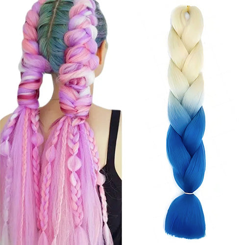 Hair Plaits (Braiding) - Blonde & Blue Ombre