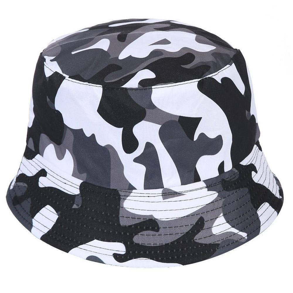 Camouflage Black White Grey Bucket Hat www.festivalglitter