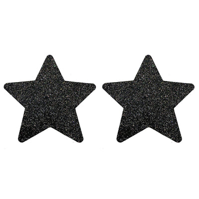 Nipple Pasties - Black Glitter Stars
