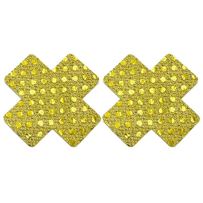 Nipple Pasties - Gold Glitter & Sequins Crosses