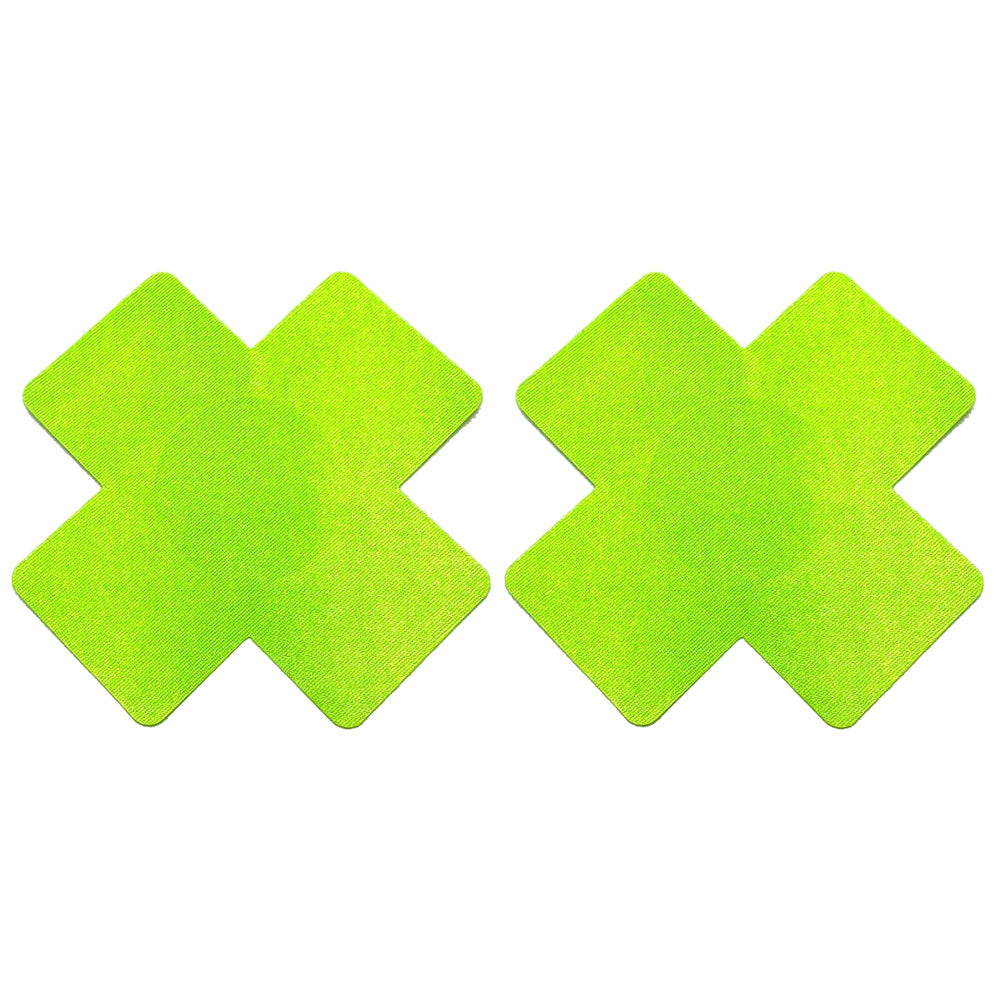 Nipple Pasties - Lime Green Crosses