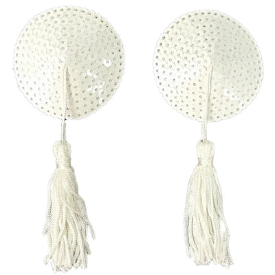 Nipple Tassels - White Sequin Circles With White Tassels