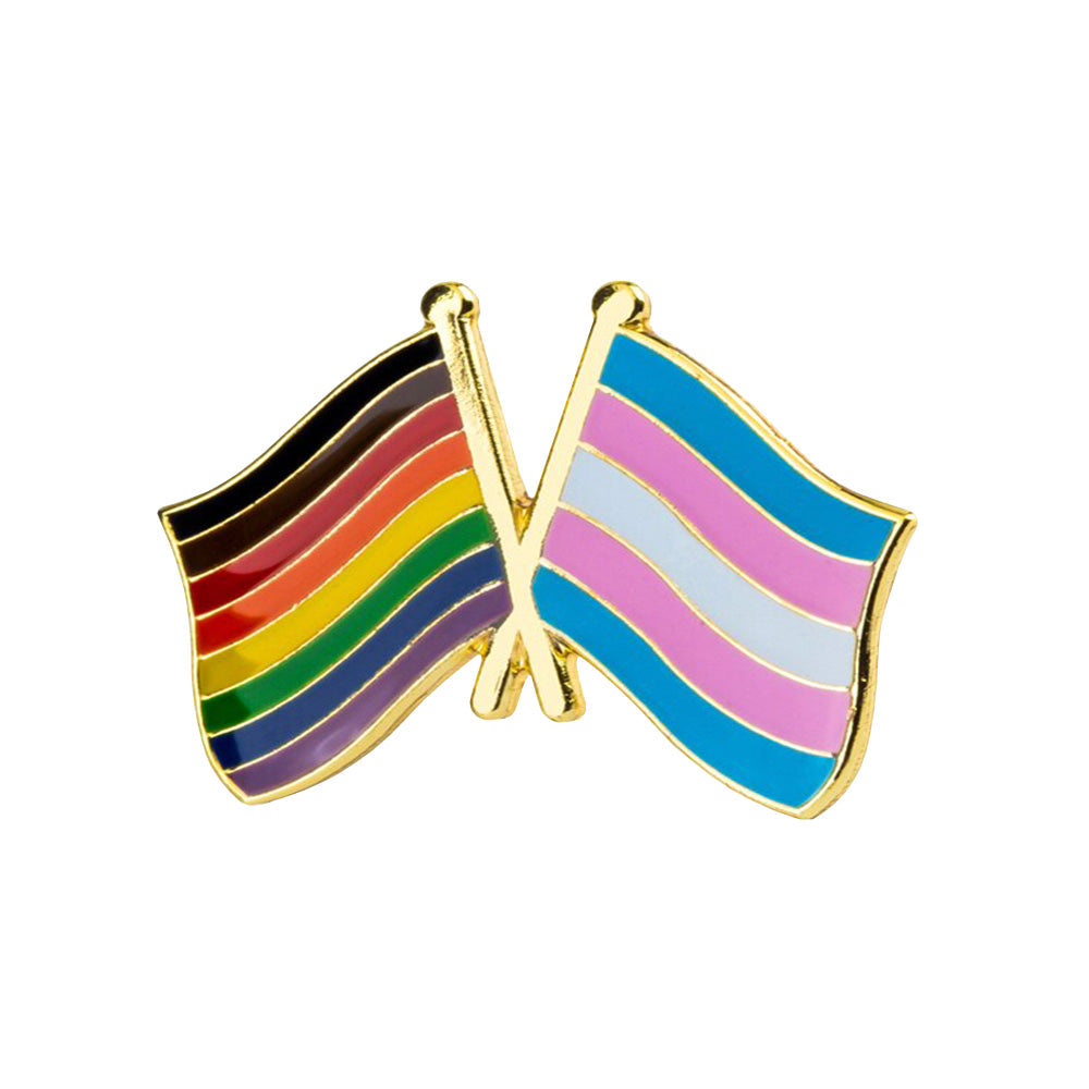 8 Colour Rainbow And Transgender Mini Gold Metal Waving Flags Lapel Pin Uk 