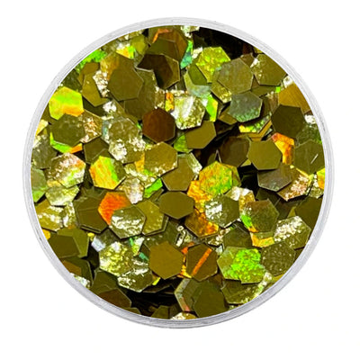 MUOBU Biodegradable Gold Glitter - Chunky Hexagon Holographic Glitter