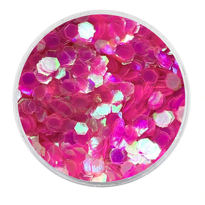 Biodegradable UV Iridescent Hot Pink Glitter - Chunky Hexagons Glitter