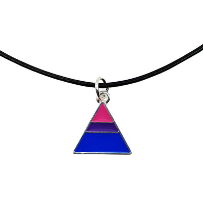 Bisexual Flag Silver Plated Triangle Charm Necklace