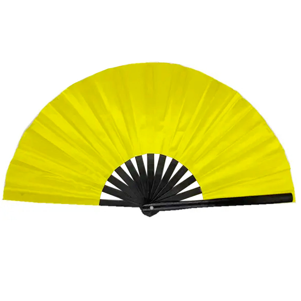 Cloth & Bamboo Cracking Fan - Large 33cm (Yellow)