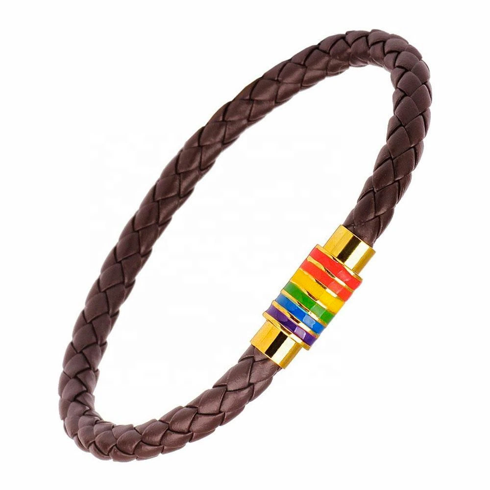 Gay pride deals leather bracelet