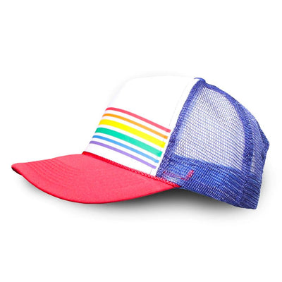Gay Pride Rainbow Red & Blue Vintage Style Trucker Cap