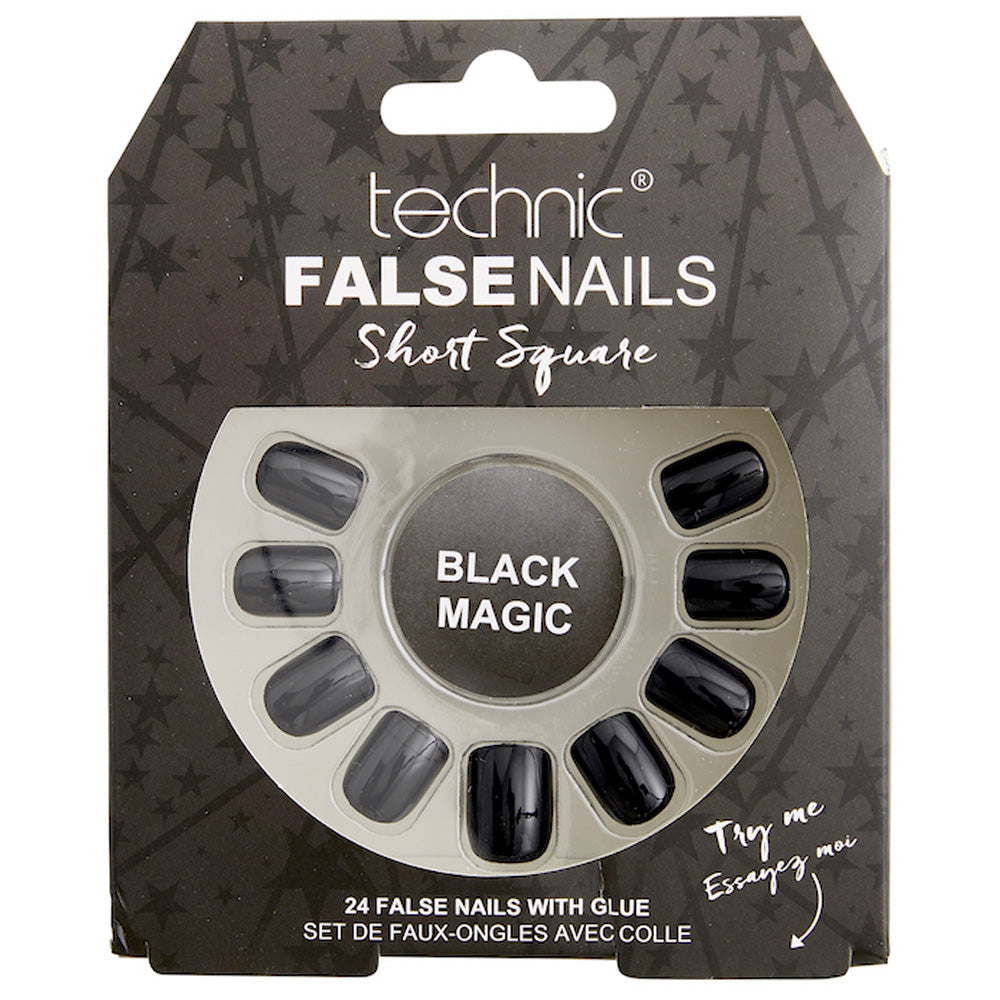 Technic False Nails - Short Square Black Magic