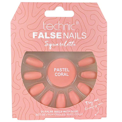 Technic False Nails - Squareletto Pastel Coral