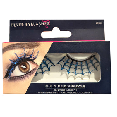 Fever Eyelashes Blue Glitter Spiderweb 23186