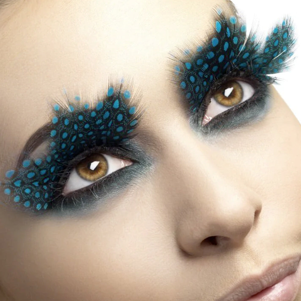 Fever Eyelashes Aqua With Polka Dots Feathers 24234