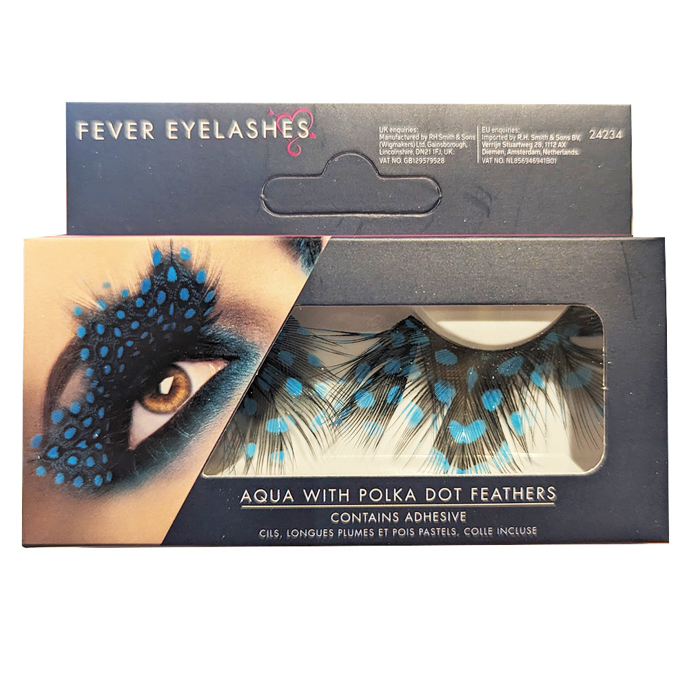 Fever Eyelashes Aqua With Polka Dots Feathers 24234