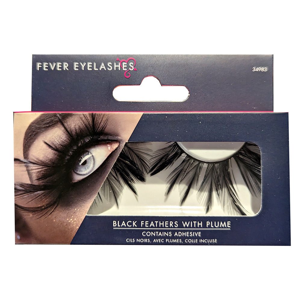 Fever Eyelashes Black Feathers With Plume 34983