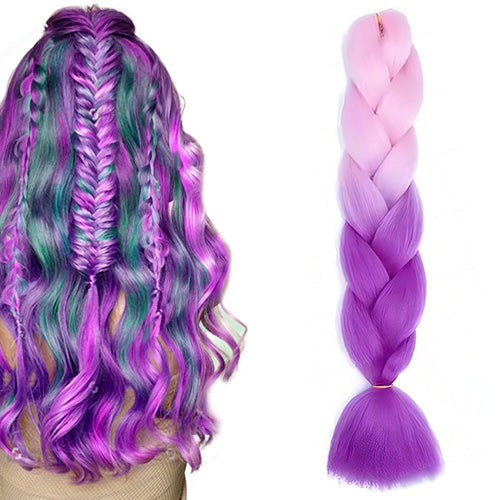 Hair Plaits (Braiding) - Pastel Pink and Lilac Ombre