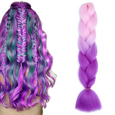 Hair Plaits (Braiding) - Pastel Pink and Lilac Ombre