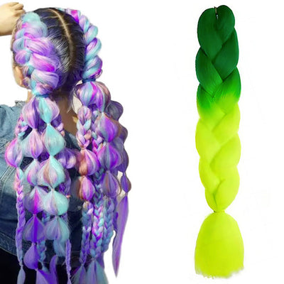 Hair Plaits (Braiding) - Neon Green Ombre