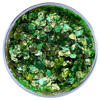 Biodegradable Glitter Gel - Metallic Gold & Green (Chunky Mix BioPineapple)