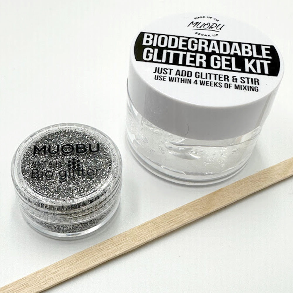 Biodegradable Glitter Gel - Metallic Silver & Black (Fine Glitter)