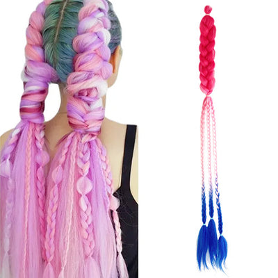 Hair Plaits (Braiding) - Hot Pink & Blue Plaits