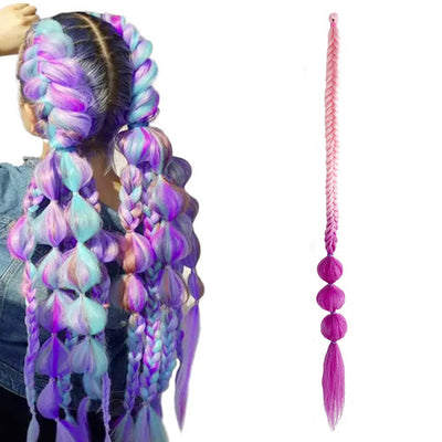 Hair Plaits (Braiding) - Pink & Purple Big Bobbles