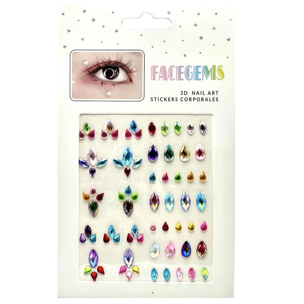 Mini Adhesive Face & Nail Jewels - Pack 9