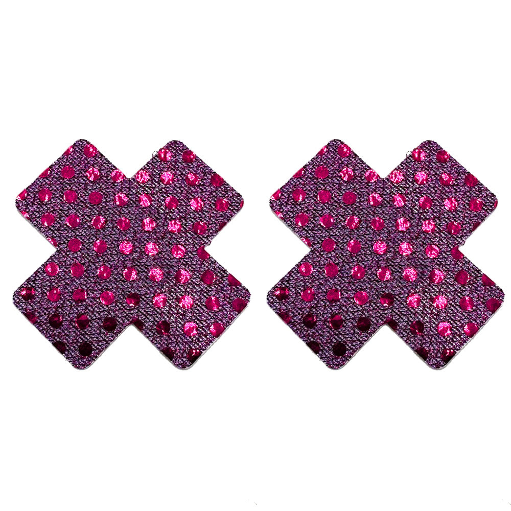 Nipple Pasties - Purple Glitter & Sequins Crosses