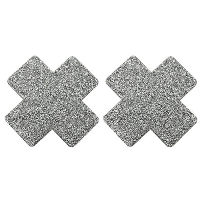 Nipple Pasties - Silver Glitter Crosses