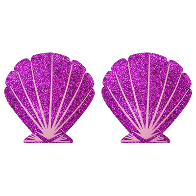 Nipple Pasties - Pink/Purple Glitter Sea Shells