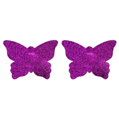 Nipple Pasties - Purple Glitter Butterflies