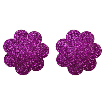 Nipple Pasties - Purple Glitter Petals
