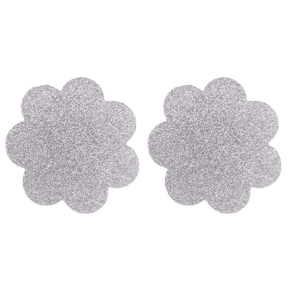 Nipple Pasties - Silver Glitter Petals