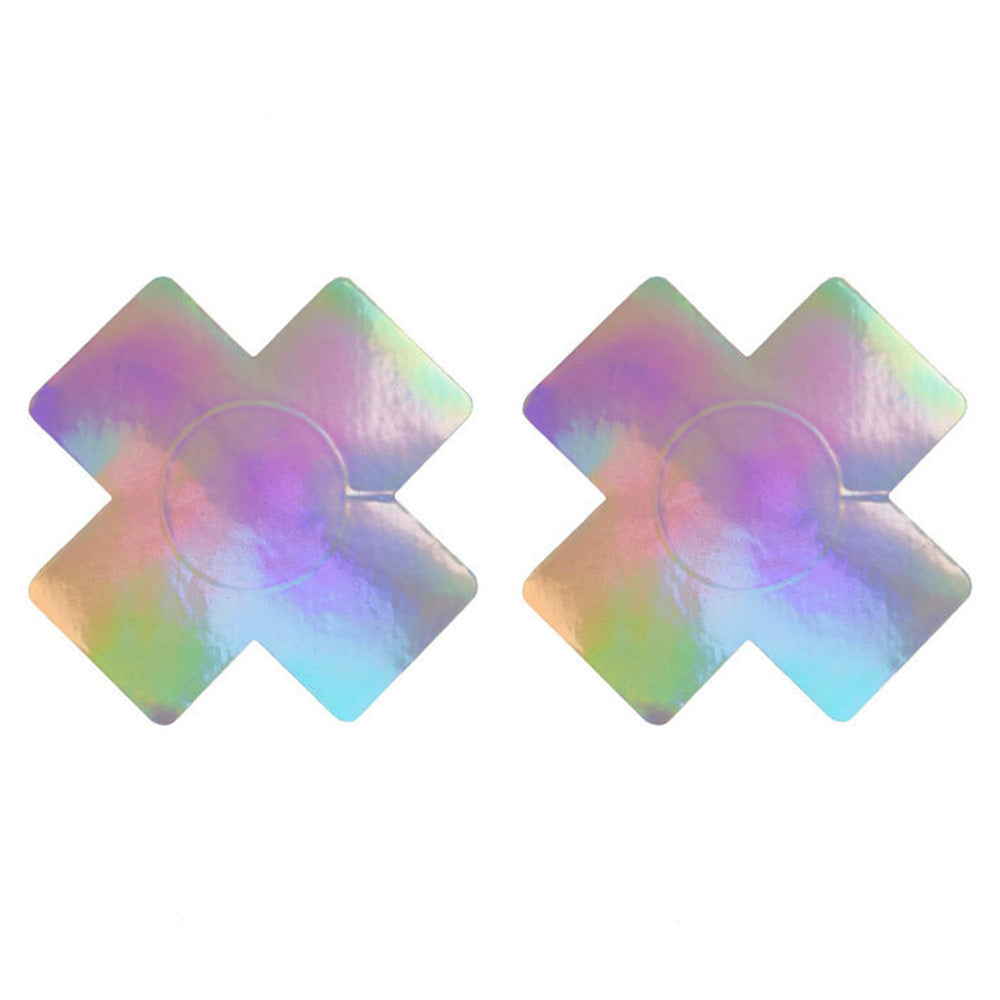Nipple Pasties - Silver Holographic Crosses