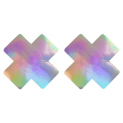 Nipple Pasties - Silver Holographic Crosses
