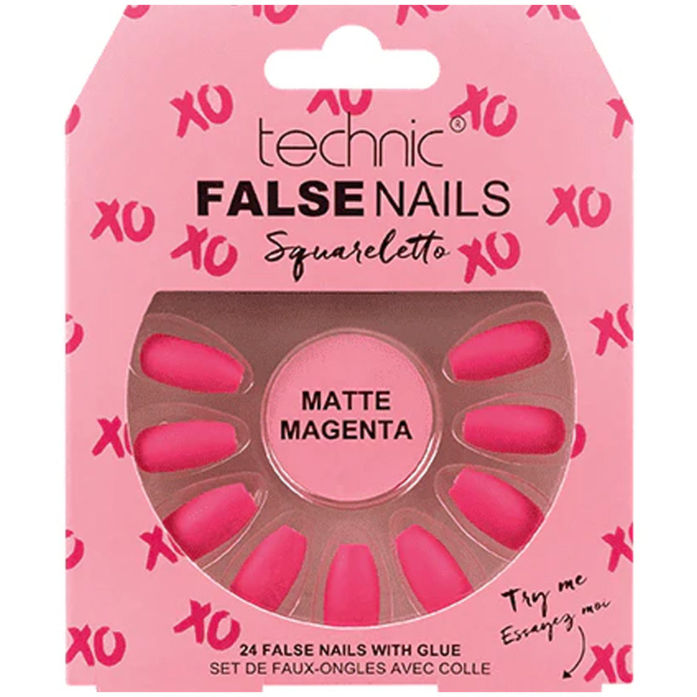 Technic False Nails - Squareletto Matte Magenta