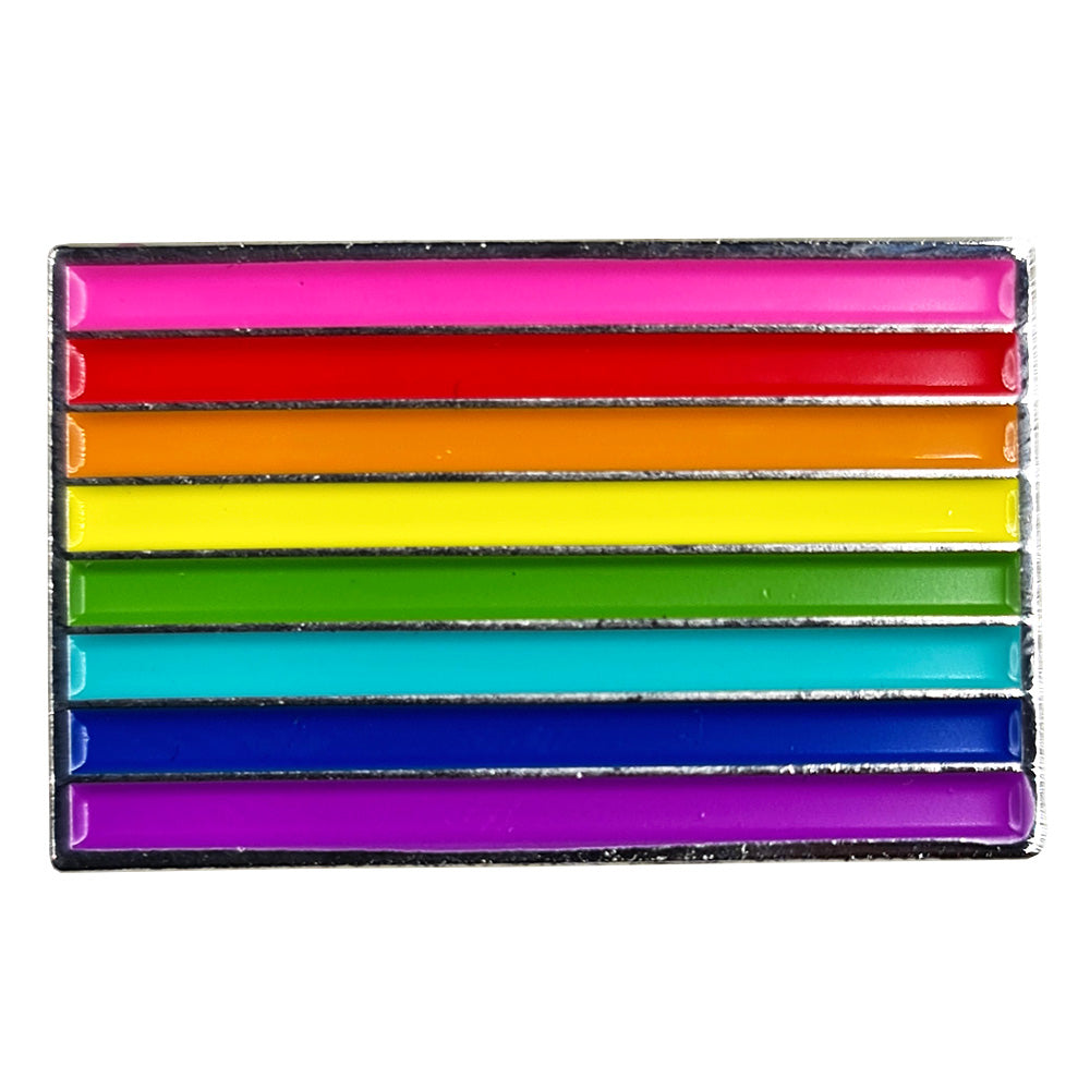 1978 Original Gay Pride Rainbow Flag Silver Metal Rectangle Lapel Pin Badge