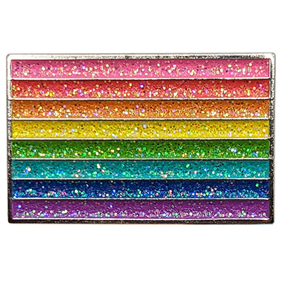 1978 Original Gay Pride Rainbow Metal Rectangle Lapel Pin Badge - Glitter Version
