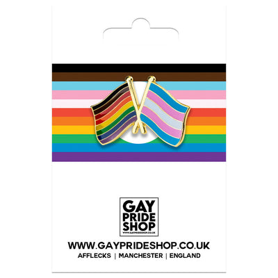 8 Colour Rainbow & Transgender Mini Gold Metal Waving Flags Lapel Pin Badge
