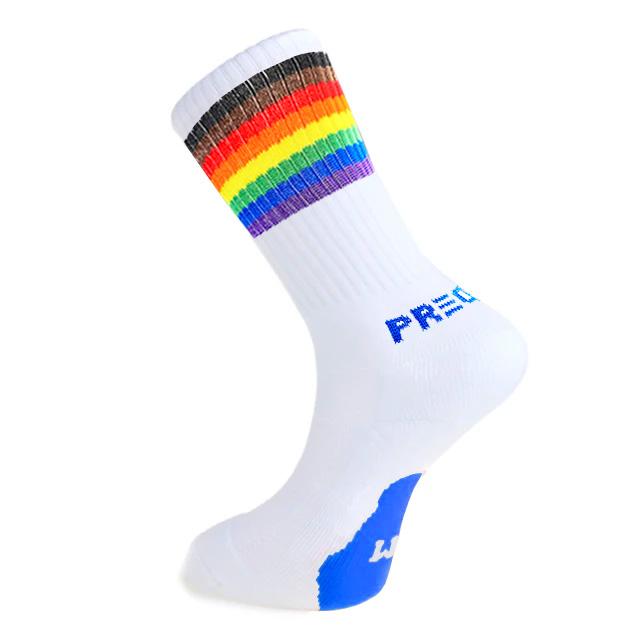 Athletic Fit Slider Socks - 8 Colour Gay Pride Rainbow Flag (Brown & Black Stripes) Flag