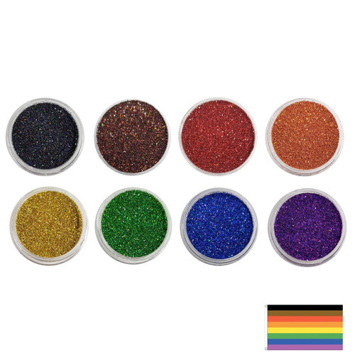 Gay Pride Rainbow 8 Colour (Includes Black/Brown) - Holographic Glitter Set (Save £5.00)
