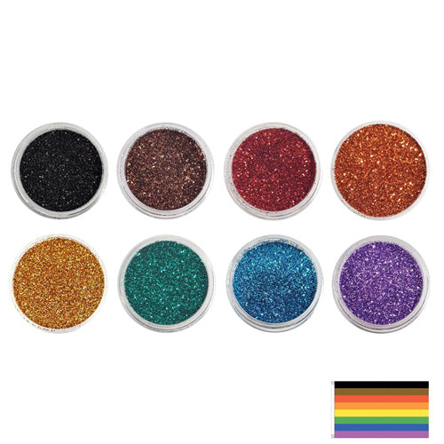 Gay Pride Rainbow 8 Colour (Includes Black/Brown) - Metallic Glitter Set (Save £5.00)