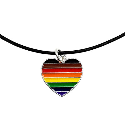 8 Colour Gay Pride Rainbow Flag Silver Plated Heart Charm Necklace