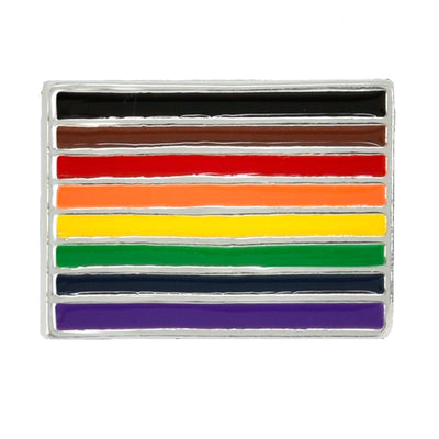 8 Colour Gay Pride Rainbow Flag Silver Plated Pin Badge
