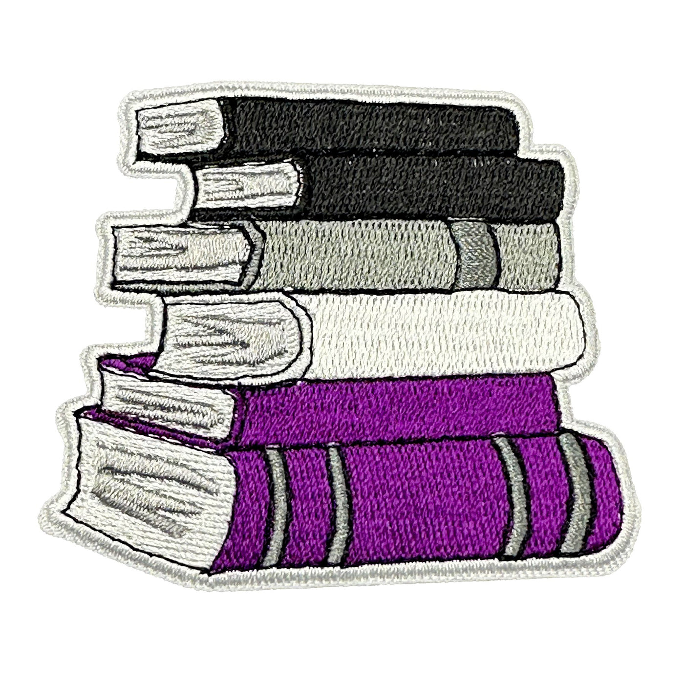 Asexual Stack Of Books Embroidered Iron-On Patch