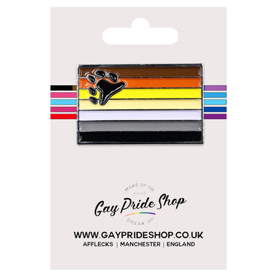 Bear Pride Flag Silver Metal Rectangle Lapel Pin Badge
