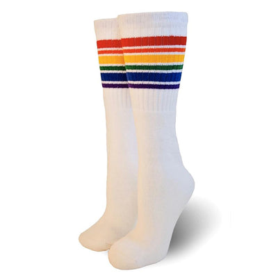Pride Socks - Fearless Rainbow Tube Socks White (Knee High)