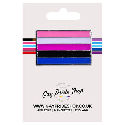 Genderfluid Pride Flag Silver Metal Rectangle Lapel Pin Badge