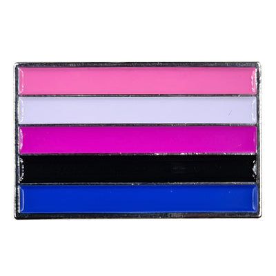 Genderfluid Pride Flag Silver Metal Rectangle Lapel Pin Badge