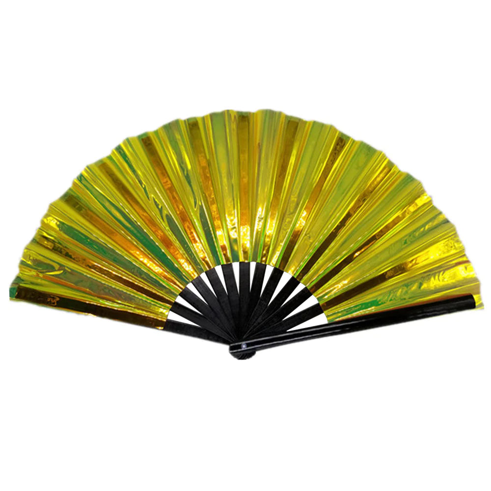Iridescent Bamboo Fan - Large 33cm (Gold)
